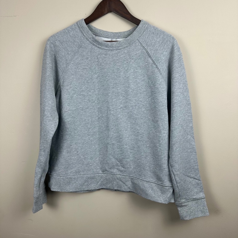 Athleta Women's M Gray Fleece Crewneck Sweatshirt Raglan Pullover NWOT